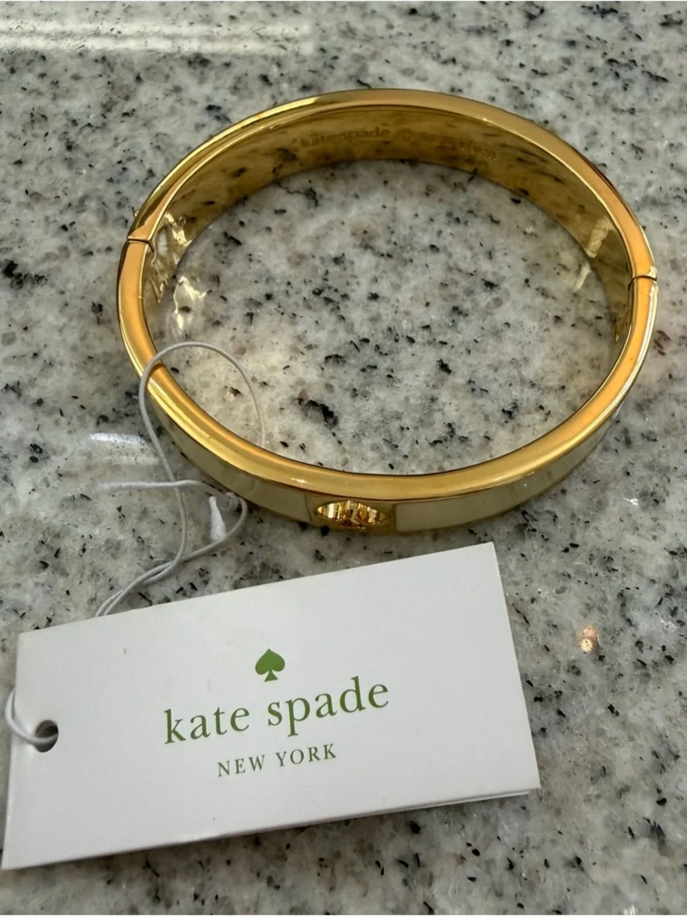 kate spade gold & cream enamel hinged bangle bracelet - new, never worn w/tag. - Picture 2 of 7